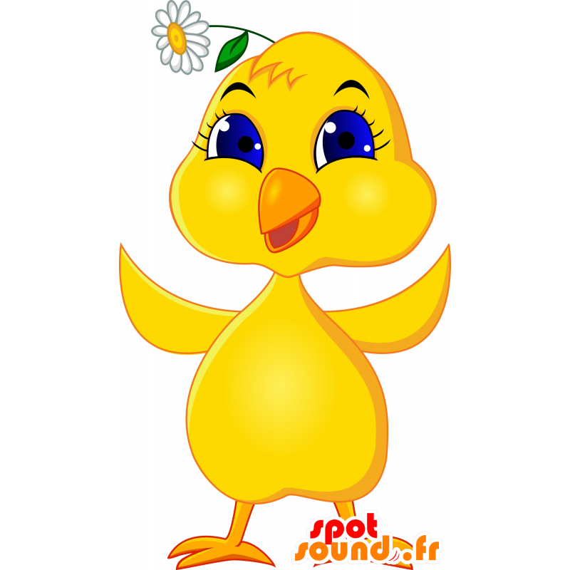 Mascotte di uccelli, giallo canarino con gli occhi azzurri - MASFR030118 - Mascotte 2D / 3D