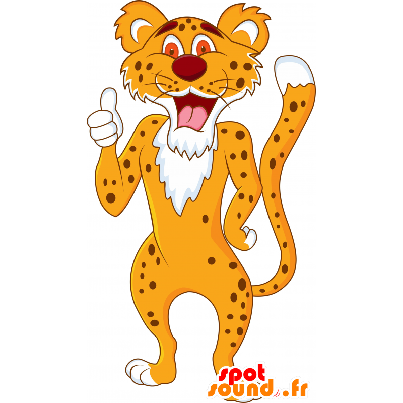 Mascotte de tigre orange, marron et blanc, très fun - MASFR030119 - Mascottes 2D/3D