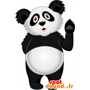Große schwarze und weiße Panda-Maskottchen, sehr erfolgreich - MASFR030120 - 2D / 3D Maskottchen