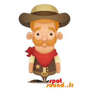 Sheriff maskotka, wąsaty mężczyzna - MASFR030121 - 2D / 3D Maskotki