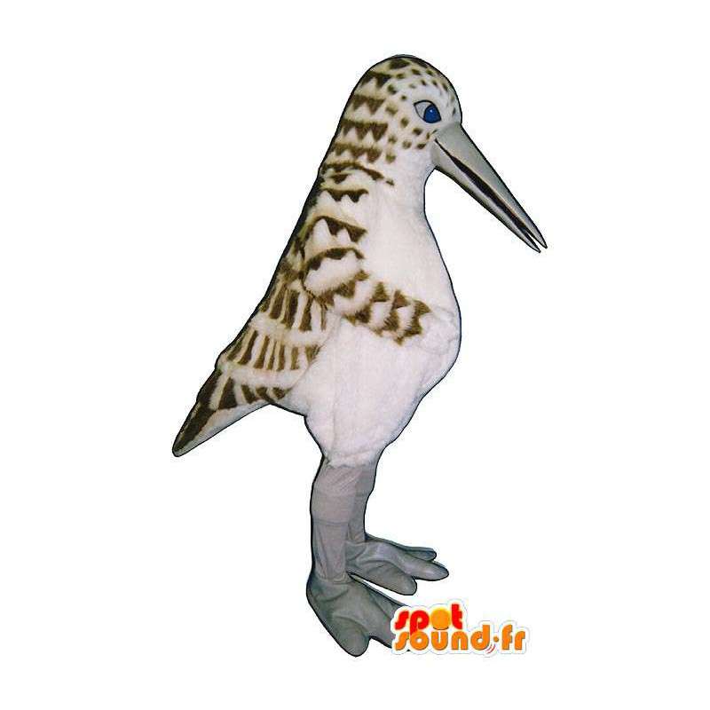 Mascot plettet hvid fugl med et stort næb - Spotsound maskot