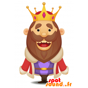 Maskotti parrakas kuningas, värikäs ja vaikuttava - MASFR030122 - Mascottes 2D/3D