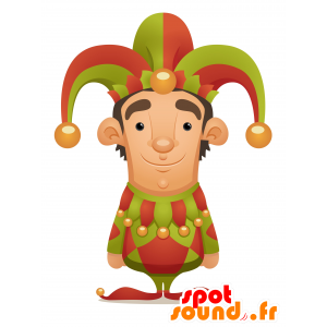 Mascota del bufón de rey en vestido verde y roja - MASFR030123 - Mascotte 2D / 3D