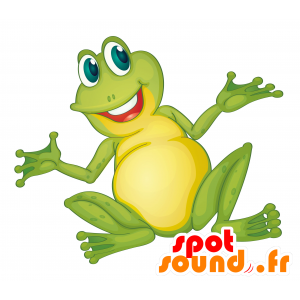 Green frog mascot and yellow, very cute - MASFR030126 - 2D / 3D mascots