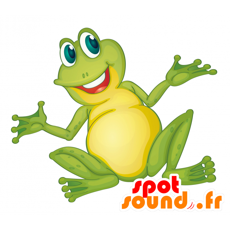 Groene kikker mascotte en geel, heel schattig - MASFR030126 - 2D / 3D Mascottes