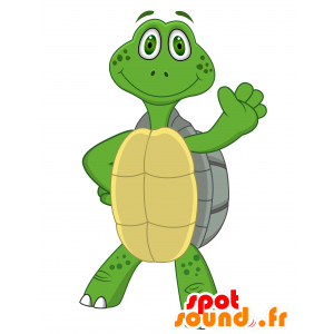 Mascotte tartaruga verde con una grande conchiglia - MASFR030127 - Mascotte 2D / 3D