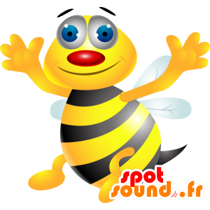 Mascot yellow and black bee, giant - MASFR030129 - 2D / 3D mascots
