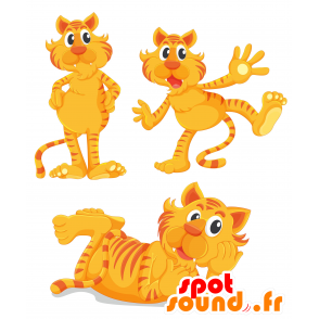 Tabby kattmaskot, orange och gul - Spotsound maskot