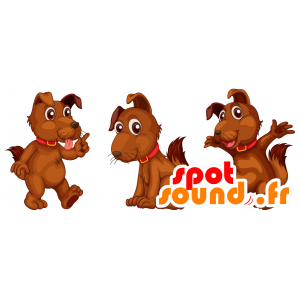 Bruine hond mascotte, leuk, harige - MASFR030131 - 2D / 3D Mascottes