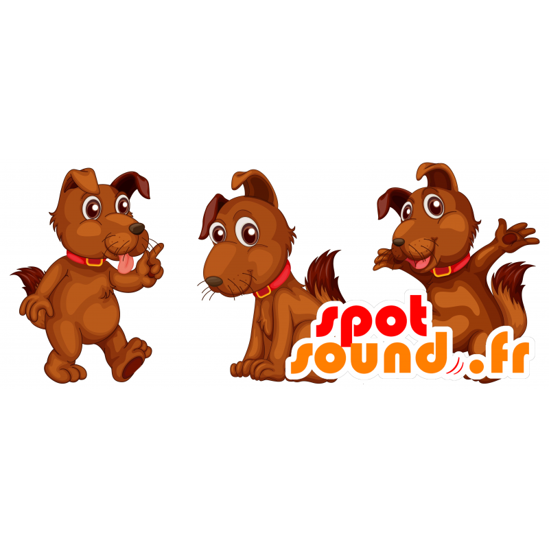 Mascotte de chien marron, mignon et poilu - MASFR030131 - Mascottes 2D/3D