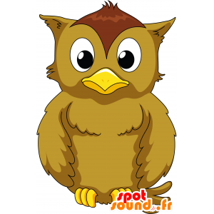 Mascot owl big beige and brown - MASFR030132 - 2D / 3D mascots
