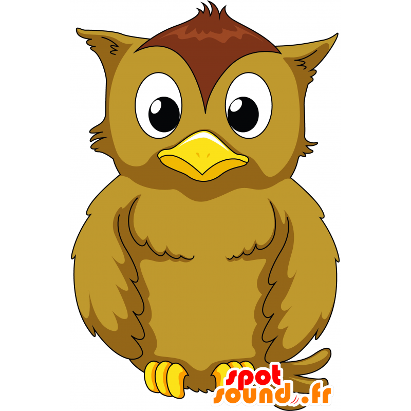 Mascot owl big beige and brown - MASFR030132 - 2D / 3D mascots