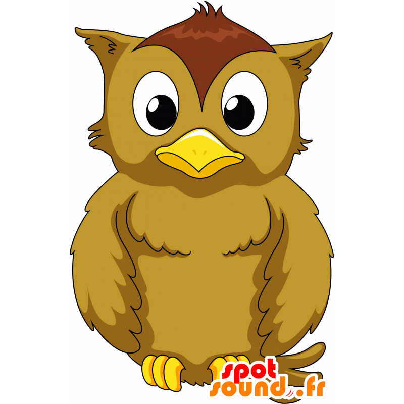 Mascot coruja grande bege e marrom - MASFR030132 - 2D / 3D mascotes