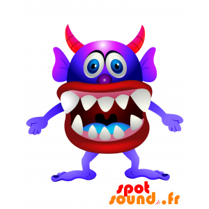 Mascotte de monstre bleu, violet et rouge, très amusant - MASFR030135 - Mascottes 2D/3D