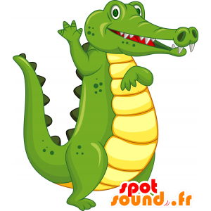 Grøn og gul krokodille maskot, kæmpe og meget realistisk -
