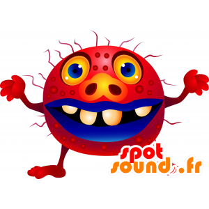 Maskotti hirviö punainen ja sininen, pyöreä ja vaikuttava - MASFR030137 - Mascottes 2D/3D