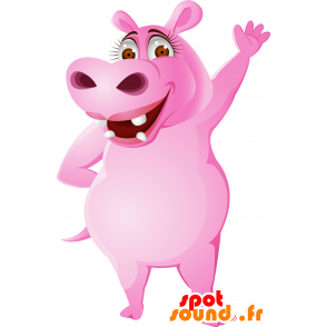 Pink flodhestmaskot, kæmpe og smuk - Spotsound maskot kostume