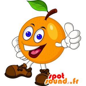 Naranja gigante mascota, redonda y sonriente - MASFR030143 - Mascotte 2D / 3D