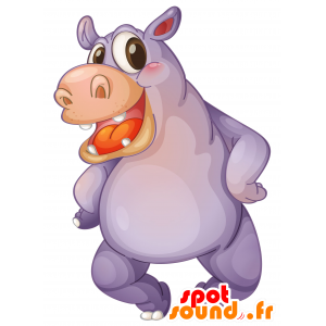 Mascotte d'hippopotame violet, géant et mignon - MASFR030145 - Mascottes 2D/3D
