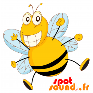 Mascot gelbe und schwarze Biene, lustig, kindisch - MASFR030152 - 2D / 3D Maskottchen