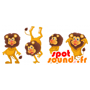 Maskotti keltainen ja ruskea leijona, hauskaa ja karvainen - MASFR030155 - Mascottes 2D/3D