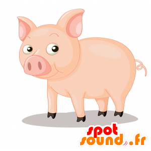 Mascotte maiale rosa, molto realistico. mascotte del maiale - MASFR030156 - Mascotte 2D / 3D
