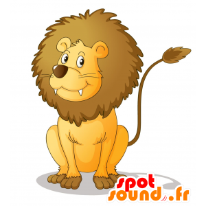 Gul og brun løve maskot med en stor manke - Spotsound maskot