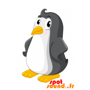 Mascota del pingüino blanco y negro, gordo y divertido - MASFR030158 - Mascotte 2D / 3D