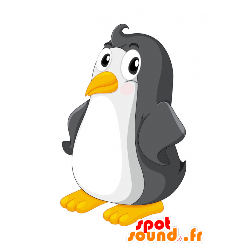 Mascota del pingüino blanco y negro, gordo y divertido - MASFR030158 - Mascotte 2D / 3D