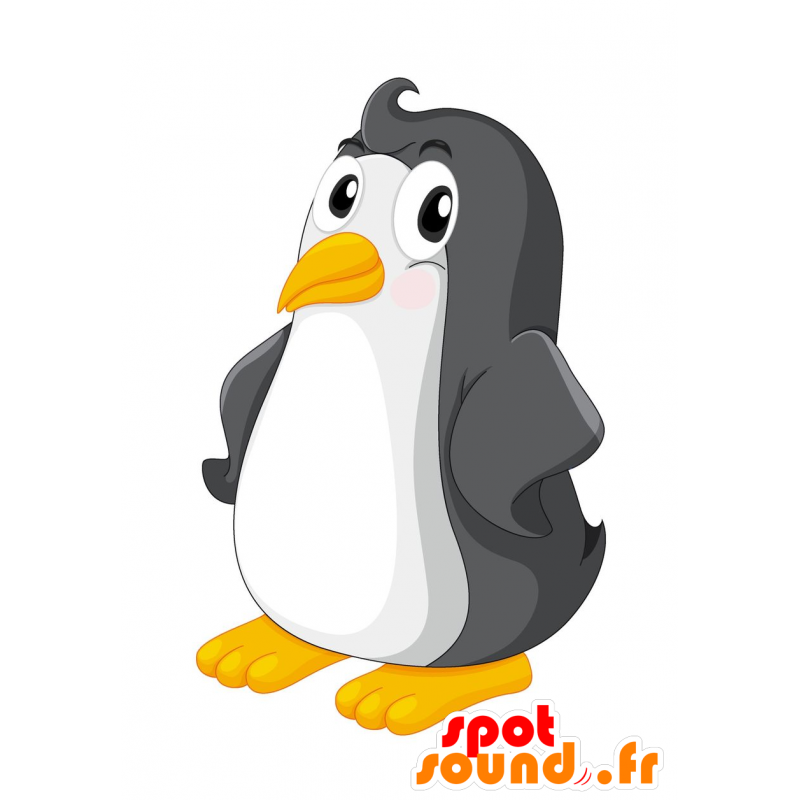 Maskotti pingviini mustavalkoinen, pullea ja hauska - MASFR030158 - Mascottes 2D/3D