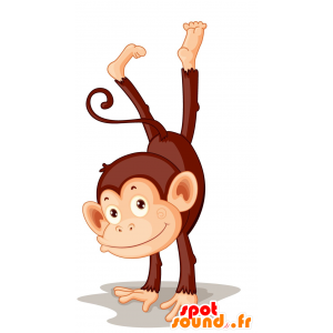 Mascota del mono, chimpancé marrón y amarillento - MASFR030163 - Mascotte 2D / 3D