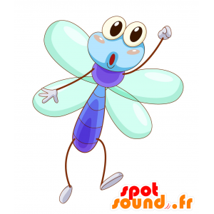 Mascotte de libellule bleue, rigolote et colorée - MASFR030167 - Mascottes 2D/3D