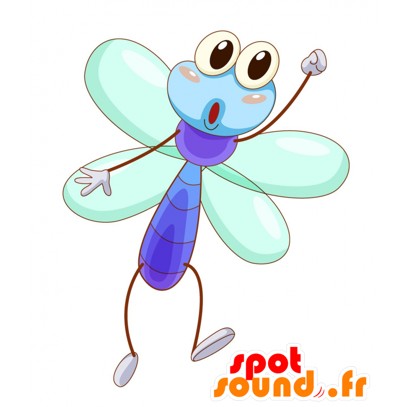 Mascot blue dragonfly, funny and colorful - MASFR030167 - 2D / 3D mascots