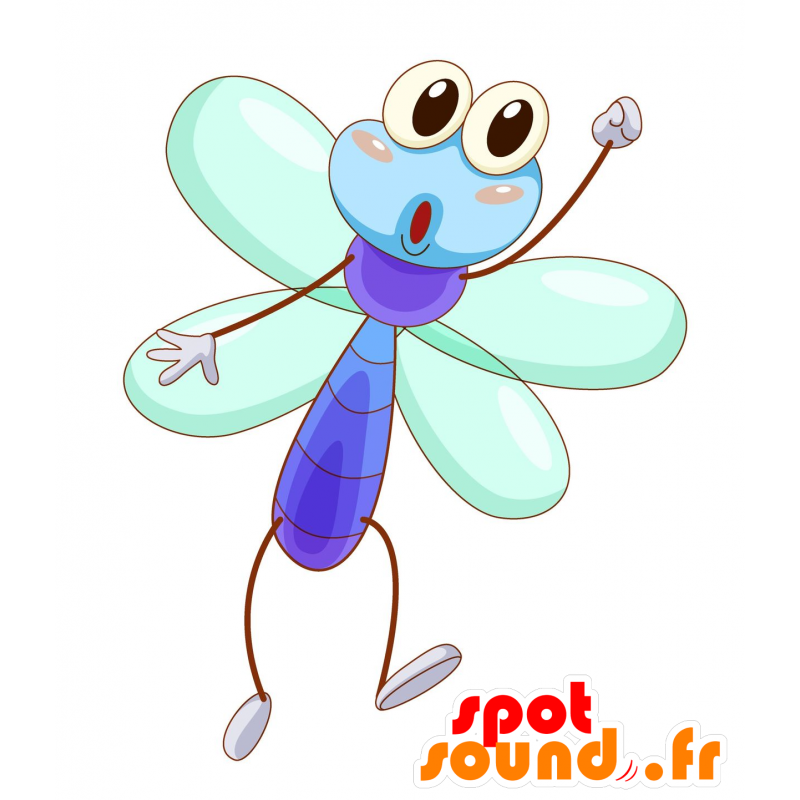 Mascotte blu libellula, divertente e colorato - MASFR030167 - Mascotte 2D / 3D