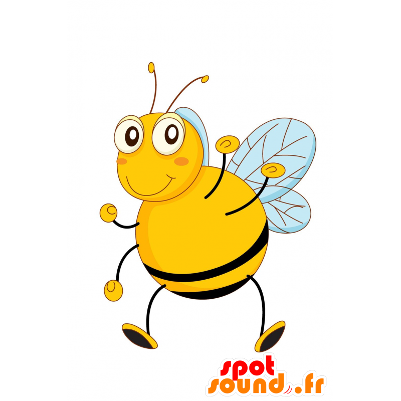 La mascota de la abeja amarillo y negro, regordete y el niño - MASFR030168 - Mascotte 2D / 3D