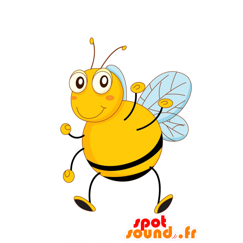 Mascot abelha amarelo e preto, gordo e criança - MASFR030168 - 2D / 3D mascotes