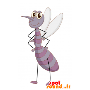 Maskotti harmaa ja violetti hyttynen, hauska ja omaperäinen - MASFR030169 - Mascottes 2D/3D