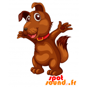 Brązowy pies maskotka, owłosione i bardzo realistyczny - MASFR030171 - 2D / 3D Maskotki