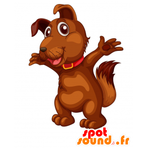 Marrone cane mascotte, peloso e molto realistico - MASFR030171 - Mascotte 2D / 3D