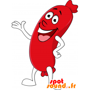 Mascot salsicha vermelha, enorme e engraçado - MASFR030174 - 2D / 3D mascotes
