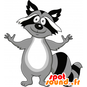 Mascot tricolor raccoon, cute, hairy - MASFR030175 - 2D / 3D mascots