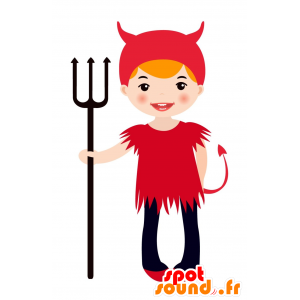 Mascota del niño disfrazado de diablo rojo - MASFR030179 - Mascotte 2D / 3D