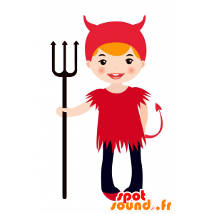 Mascot criança, vestida de diabo vermelho - MASFR030179 - 2D / 3D mascotes
