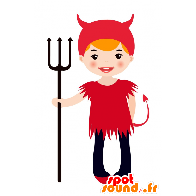 Mascot criança, vestida de diabo vermelho - MASFR030179 - 2D / 3D mascotes