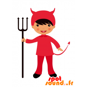 Mascotte bambino travestito da diavolo rosso - MASFR030180 - Mascotte 2D / 3D