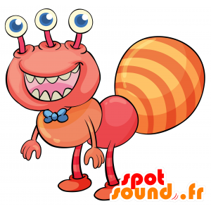 Orange och rosa insektsmaskot. Orange varelse - Spotsound maskot