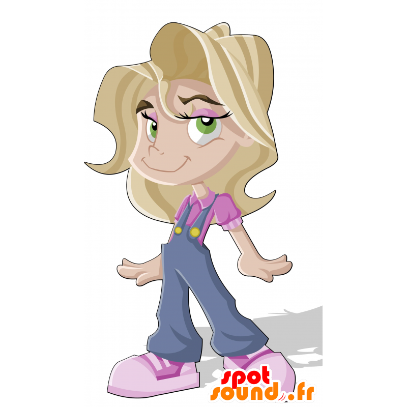 Mascotte de jeune femme, d'adolescente blonde - MASFR030189 - Mascottes 2D/3D