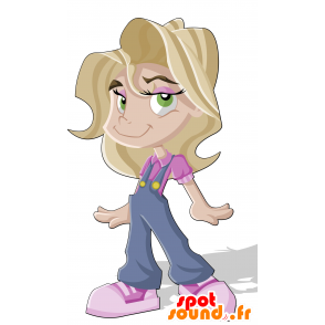 Mascot mujer joven con adolescente rubia - MASFR030189 - Mascotte 2D / 3D