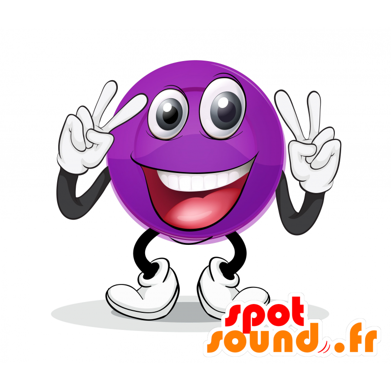 Lila bollmaskot. Rund maskot - Spotsound maskot