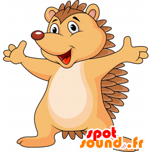 Mascot μπεζ και καφέ γιγαντιαία hedgehog - MASFR030195 - 2D / 3D Μασκότ